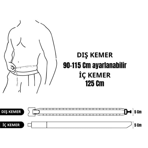 Mas Tactical® Görev Kemeri 6163 Metal Düz Toka Siyah