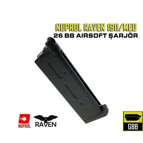 Nuprol Raven COLT MEU/1911 26 BB AIRSOFT TABANCA ŞARJÖRÜ - Siyah