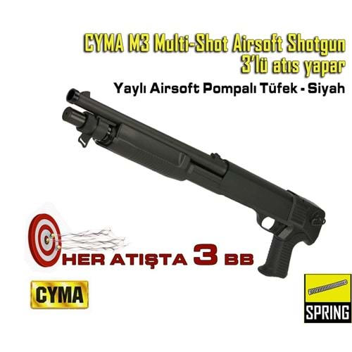 CYMA M3 Multi-Shot Airsoft Shotgun Pompalı - 3Lü atış yapar