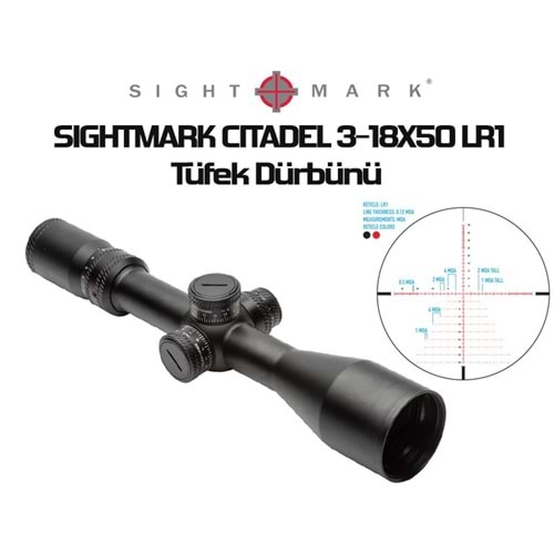 Sightmark Citadel 3 18x50 LR1 FFP Tüfek Dürbünü - Siyah