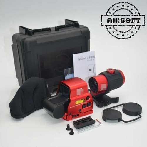 SOTAC 558 G43 Red & Green Dot Holographic Reflex Sight Scope with G43 3X Magnifier Combo Built-in Flip QD Mount Nişangah- Kırmızı