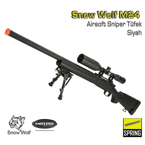 Snow Wolf M24 Airsoft Sniper Fabrika Upgradelidir - Siyah