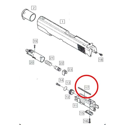 WE Colt 1911 Cylinder Return Spring Part No. #17