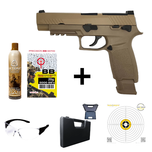We AEG SIG P320 M17 Green Gas GBB Airsoft Tabanca (F17) Seti - Tan