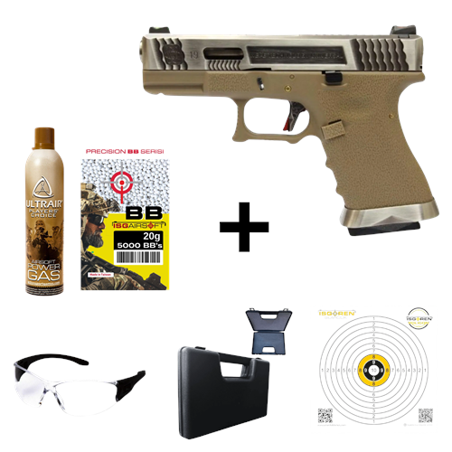 We G19 T8 GBB Aırsoft Tabanca Seti-Tan