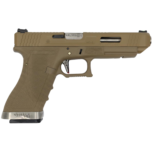 WE Glock34 G34 T10 GBB Airsoft Tabanca TAN Kızak / Silver Namlu / TAN Gövde