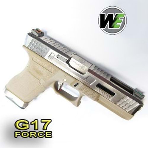 WE GLOCK G17 FORCE GBB TAN T8 (Silver Slide + Silver Barrel)