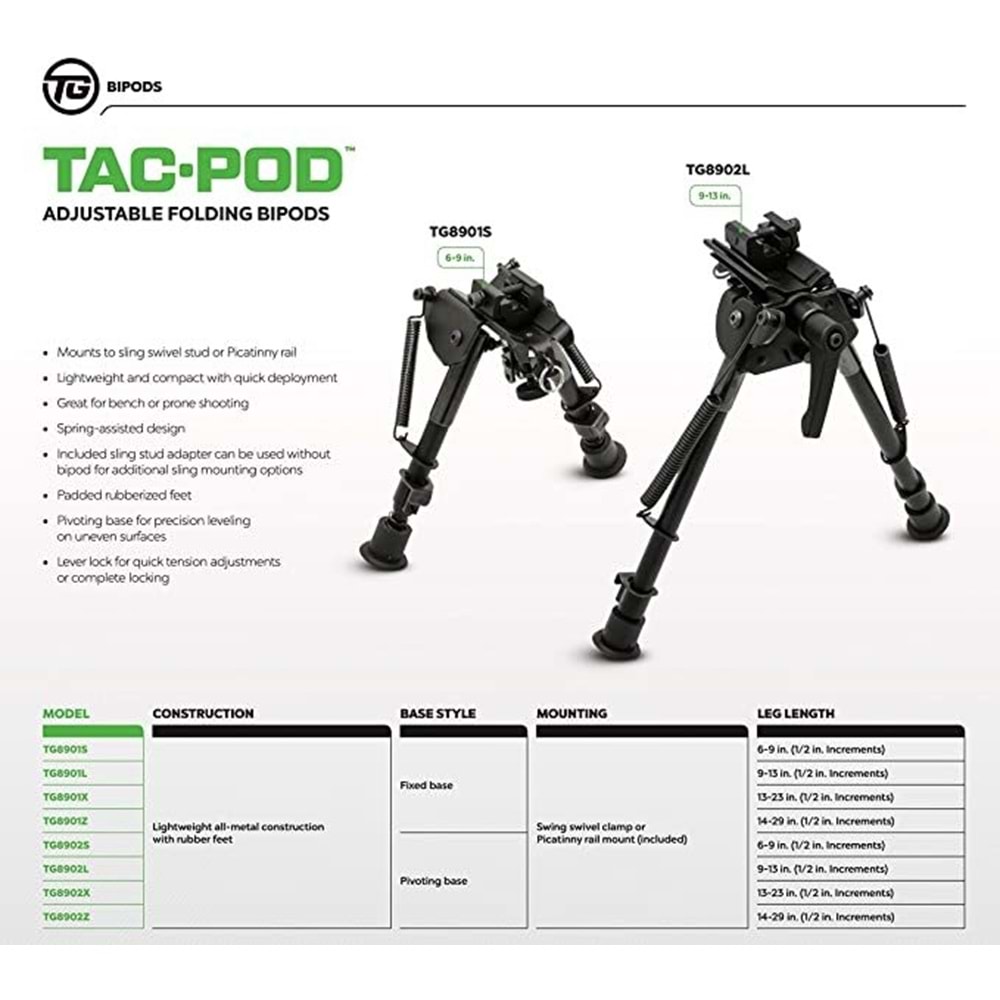 Truglo Tac-Pod 6-9İnç Ayarlanabilir Bipod 8901S