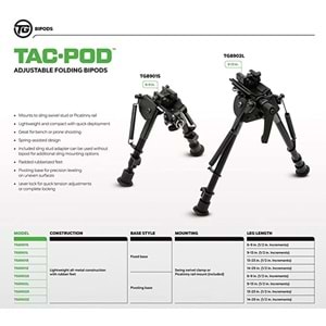 Truglo Tac-Pod 6-9İnç Ayarlanabilir Bipod 8901S
