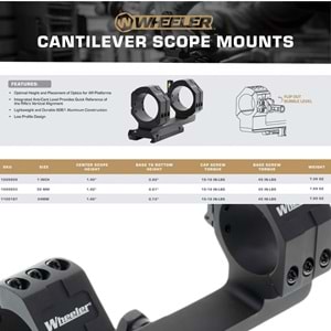 Wheeler Cantilever Scope Mount 34mm – Dürbün Montaj Aparatı, Entegre Seviye Göstergeli (1100187)