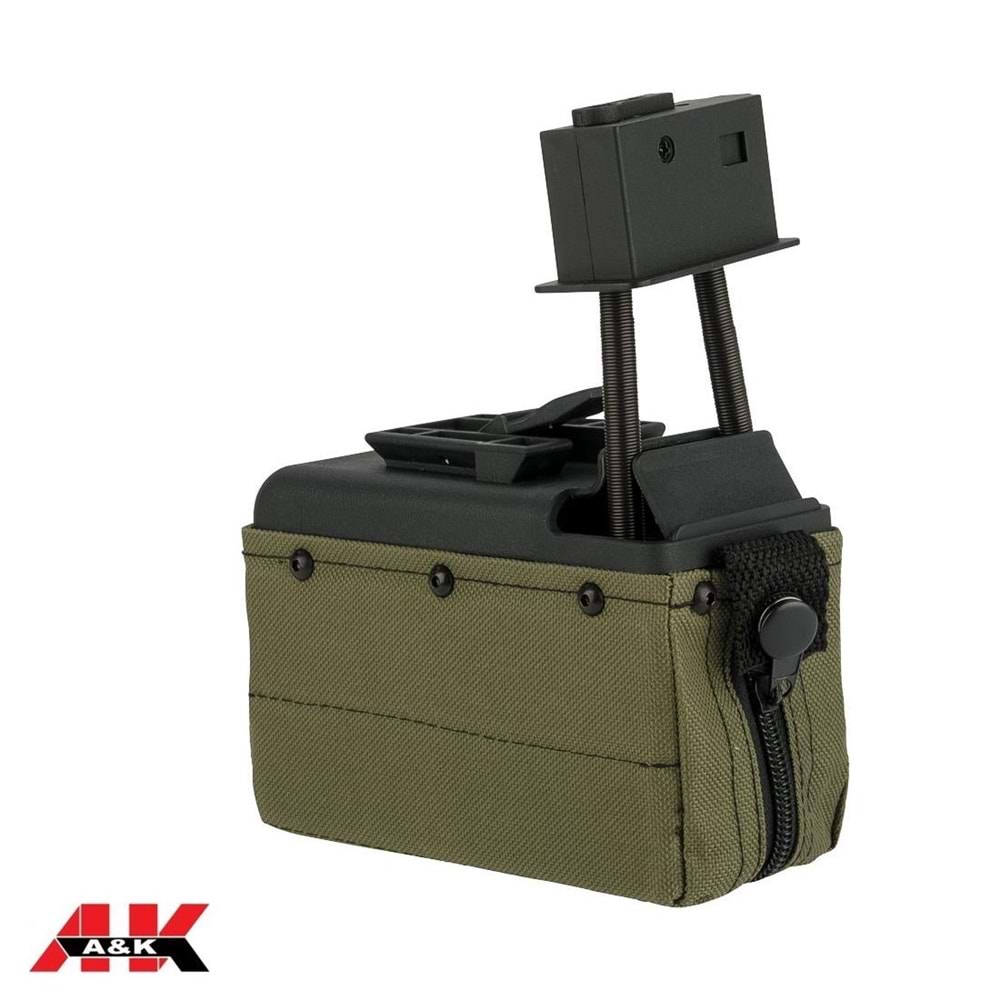 A&K Airsoft M249 Tipi AEG'ler için 1500 BB Box Şarjör - Yeşil Renk