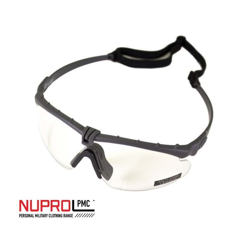 Nuprol Airsoft Gözlük GRI Çerçeve, Şeffaf Cam