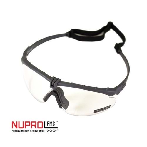 Nuprol Airsoft Gözlük GRI Çerçeve, Şeffaf Cam