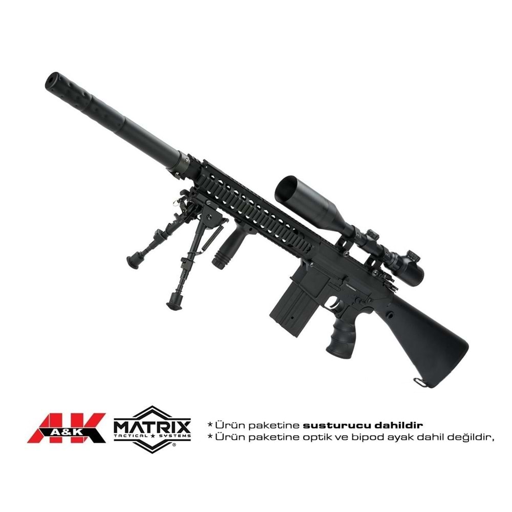 AK SR-25 Airsoft AEG Tüfek (Uzun Tip) - Siyah - Zombie Killer Logolu