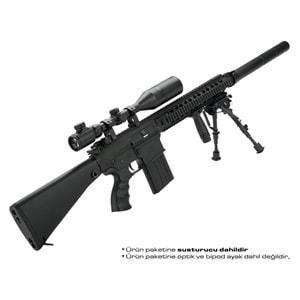 AK SR-25 Airsoft AEG Tüfek (Uzun Tip) - Siyah - Zombie Killer Logolu