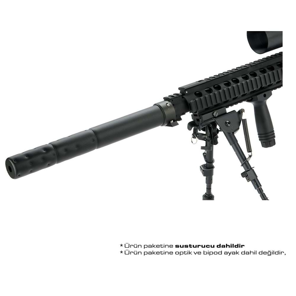AK SR-25 Airsoft AEG Tüfek (Uzun Tip) - Siyah - Zombie Killer Logolu