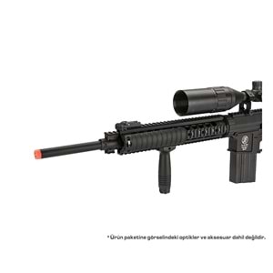 AK SR-25 Airsoft AEG Tüfek (Uzun Tip) - Siyah - Zombie Killer Logolu