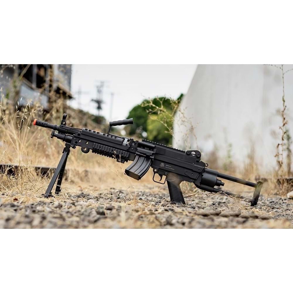 Cybergun A&K FN Licensed M249 MINIMI ''Featherweight'' Airsoft LMG Makineli Tüfek Siyah