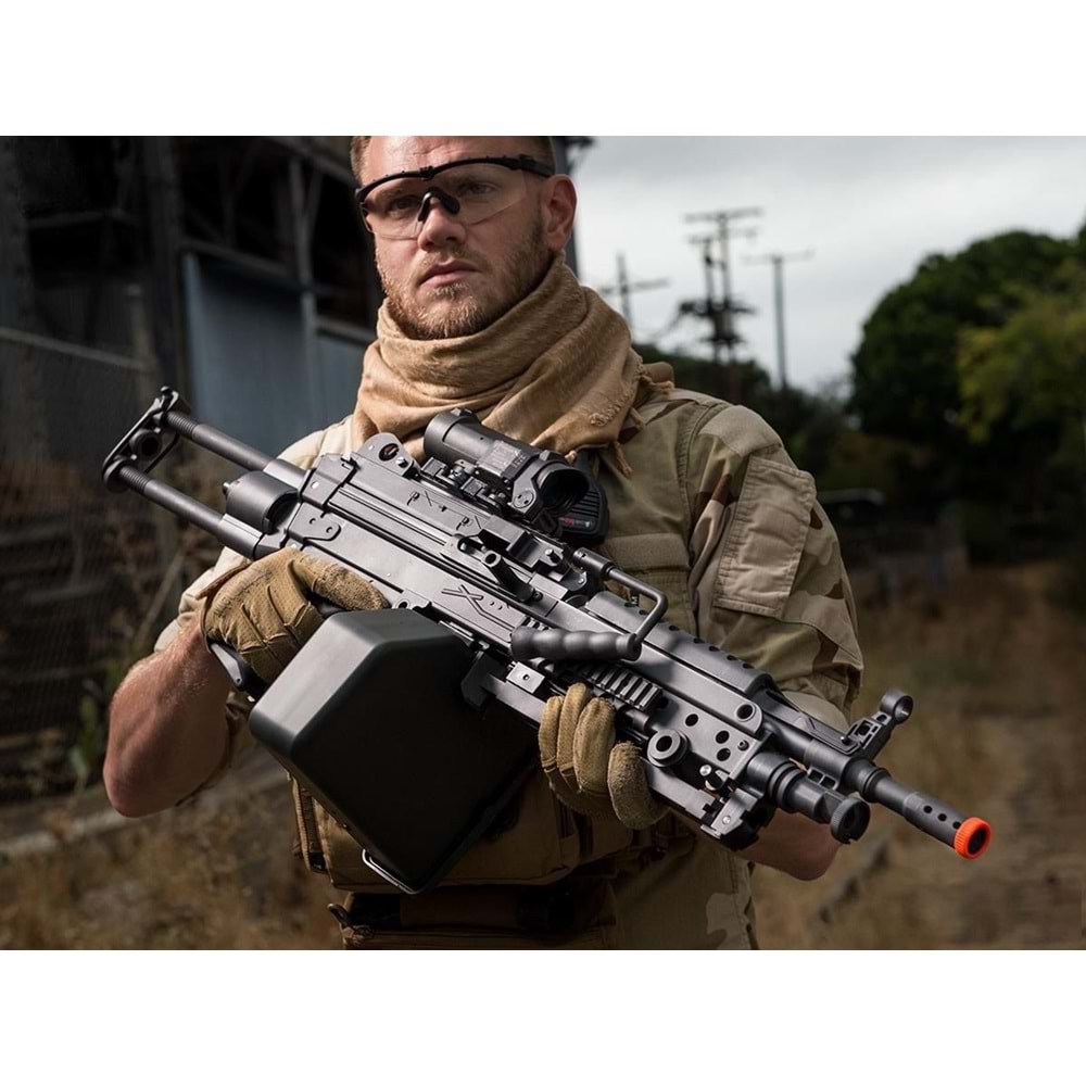 Cybergun A&K FN Licensed M249 MINIMI ''Featherweight'' Airsoft LMG Makineli Tüfek Siyah