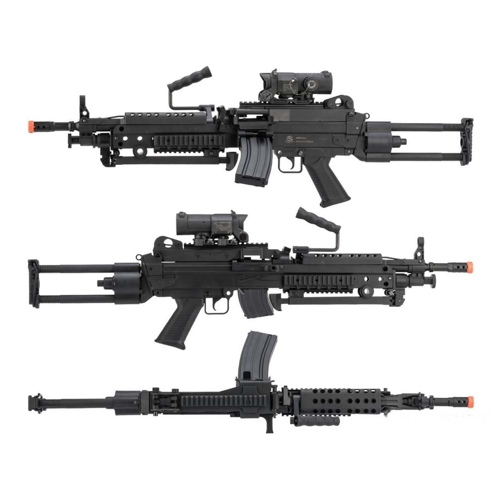Cybergun A&K FN Licensed M249 MINIMI ''Featherweight'' Airsoft LMG Makineli Tüfek Siyah