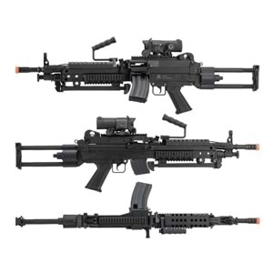 Cybergun A&K FN Licensed M249 MINIMI ''Featherweight'' Airsoft LMG Makineli Tüfek Siyah