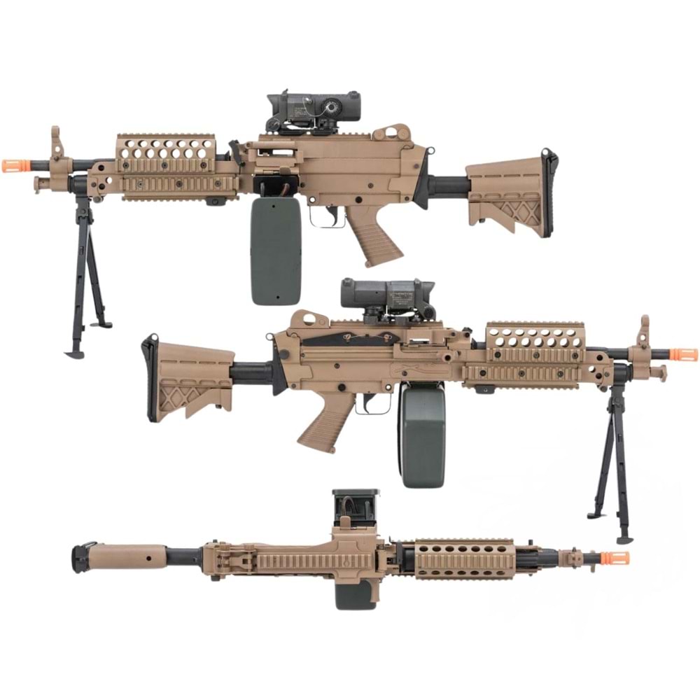 AK FN USA Lisanslı MK46 ''Middleweight'' Airsoft Makinalı Tüfek DARK EARTH
