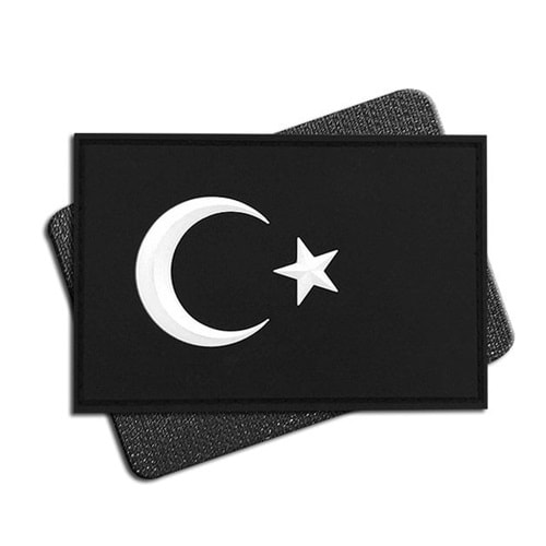 Nakış Ay Yıldız (Türk Bayrağı) Patch - Siyah Beyaz