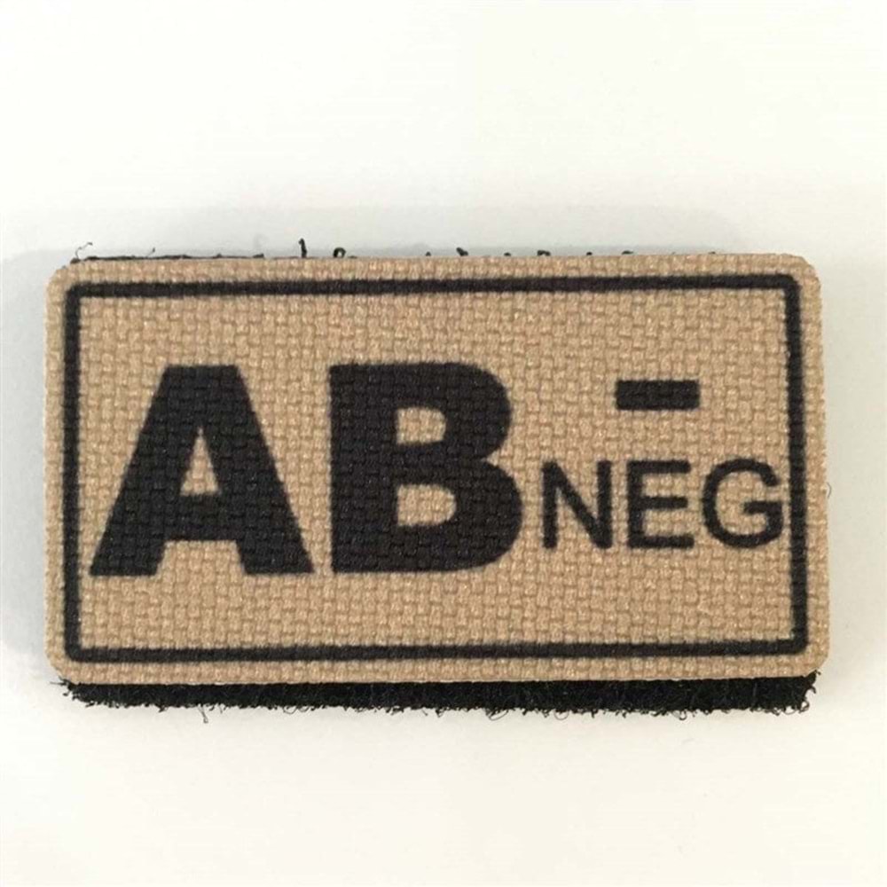 AB (-) Negatif Kan Grubu Patch Arma - TAN (Çöl Rengi)