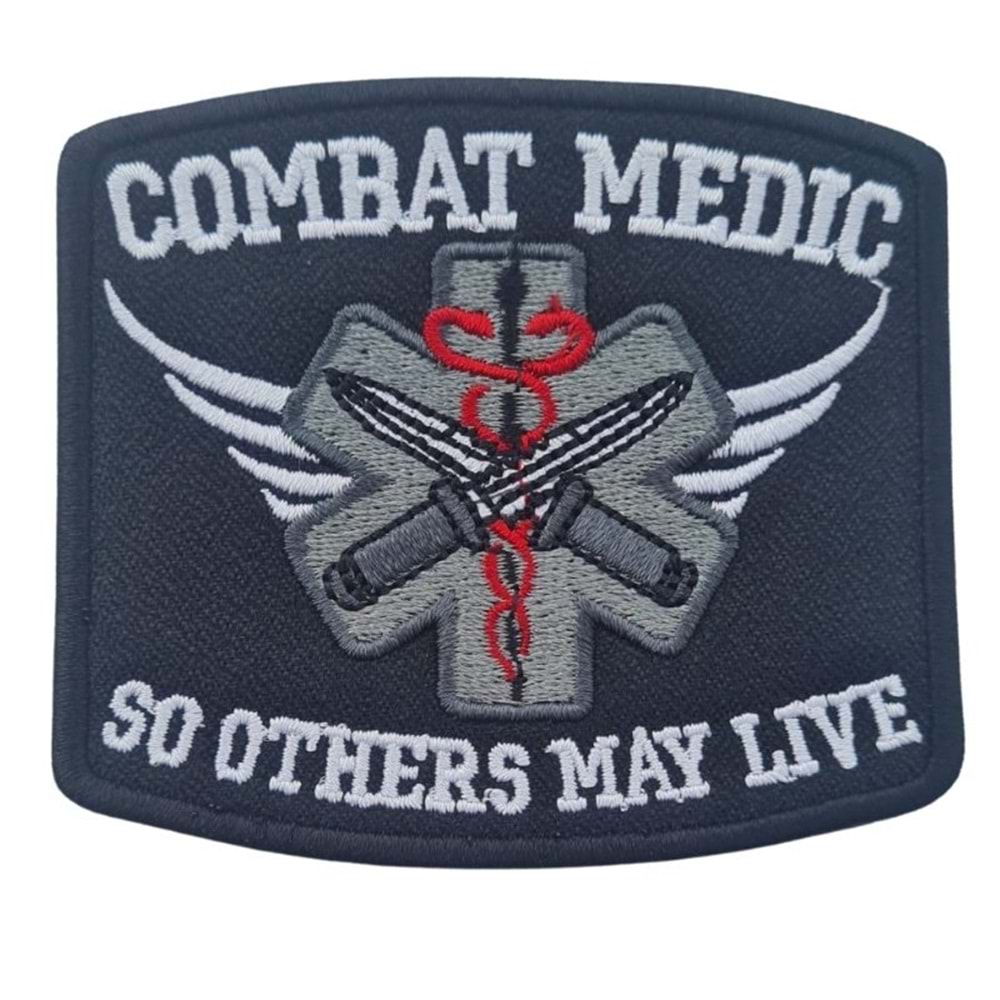COMBAT MEDIC TACTICAL PATCH -SİYAH-KIRMIZI-BEYAZ-GRİ