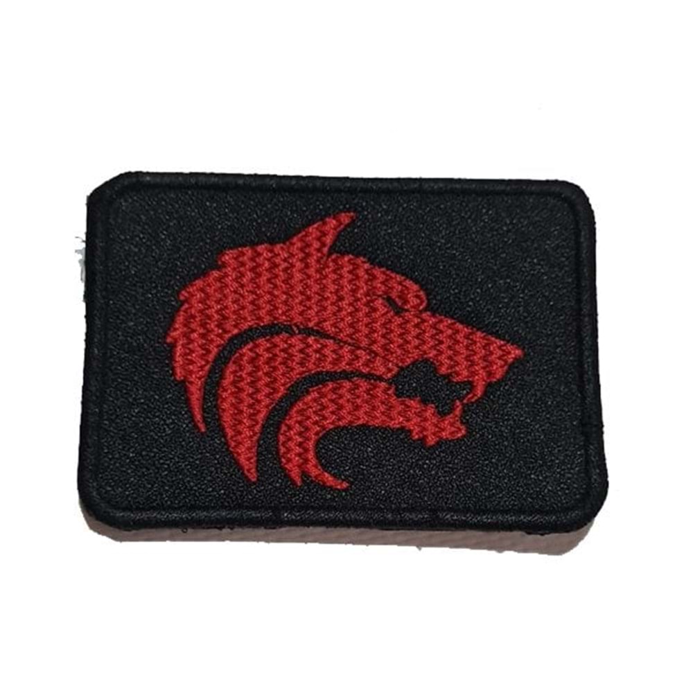 KIRMIZI KURT BAŞI PATCH - SİYAH-KIRMIZI
