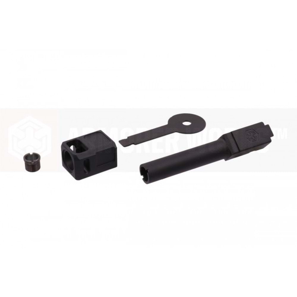 AW, WE Glock Kompensatör + Dış Namlu Kiti (COMPACT / MODEL 2 / SİYAH)