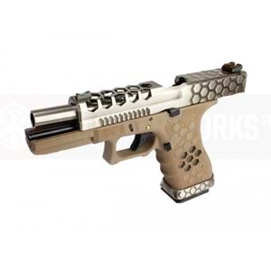AW VX0110 GLOCK17 G17 HexCut GBB Airsoft Tabanca - Tan - Silver