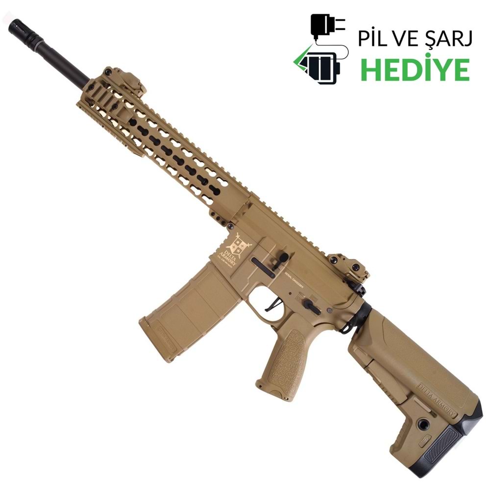 Delta Armory M4 AR15 KeyMod 10'' Charlie Pil ŞARJ SET Airsoft Tüfek FULL TAN / DA-C04-FT