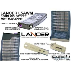 CYMA GBB 30BB AIRSOFT ŞARJÖR EMG LANCER SYSTEMS L5AWM AIRSOFT MERMI GORUNUMLU TAN