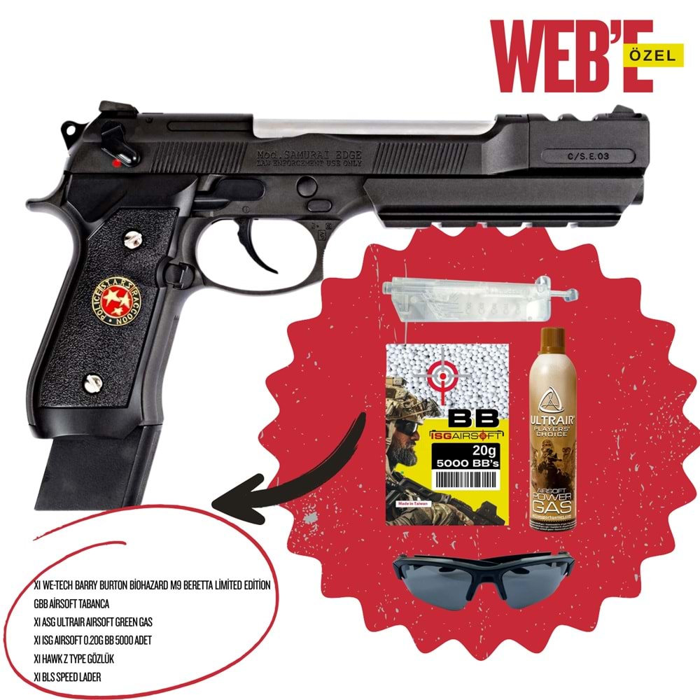 WE-Tech Barry Burton Biohazard M9 Limited Edition GBB Airsoft Tabanca SETİ