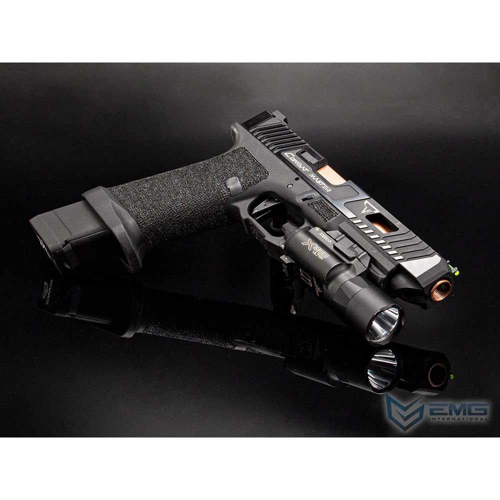 EMG Taran Tactical Licensed JW2 Combat Master GBB Airsoft Gazlı Blowback Tabanca (Siyah – 6.01mm İç Namlu, Taktik Sürgülü)