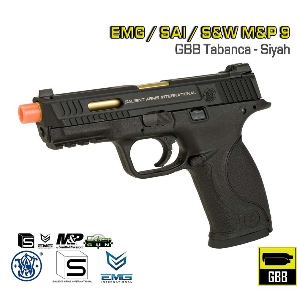 EMG/SAI/ Smith Wesson lisanslı M&P9 GBB Tabanca - Siyah