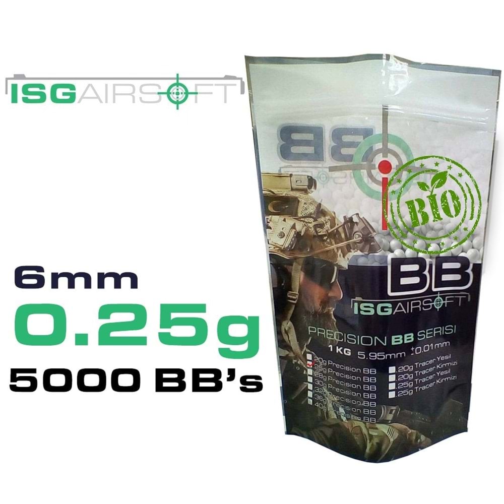 ISGairsoft 0.25g (0,25g) Airsoft BIO BB 5000 adet 1KG PAKET