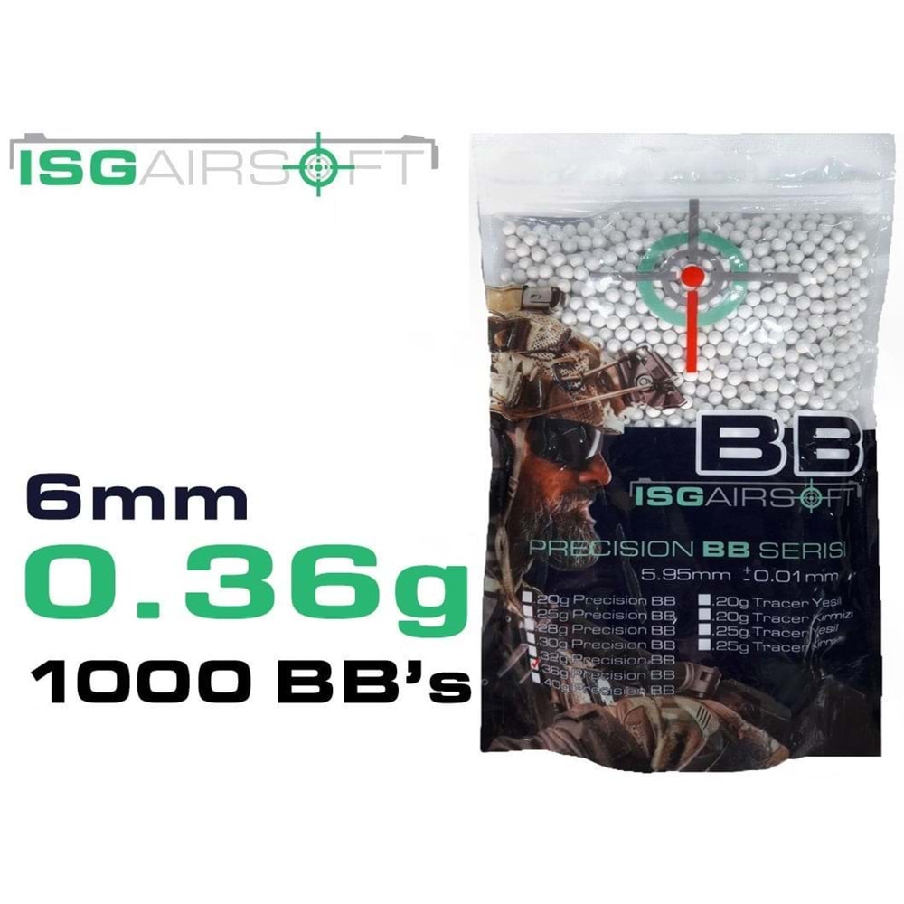 ISGairsoft 0.36g Airsoft BB 1000adet Paket