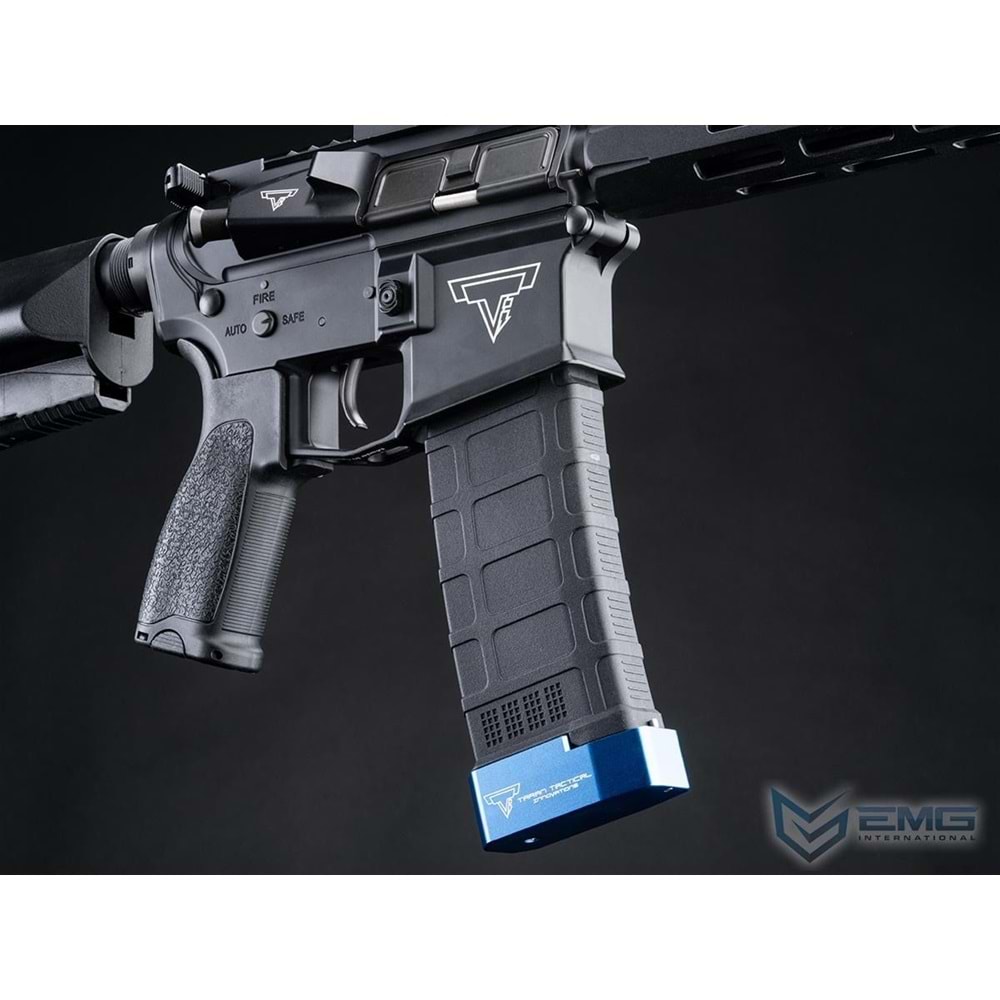 EMG TTI Lisanslı M4/M16 Serisi Airsoft AEG Tüfekler için 220BB Mid-Cap Şarjör, Extended Blue Baseplate