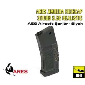 ARES AMOEBA HIGHCAP 300BB 5.56 REALISTIC AEG MAGAZINE ŞARJÖR - SIYAH