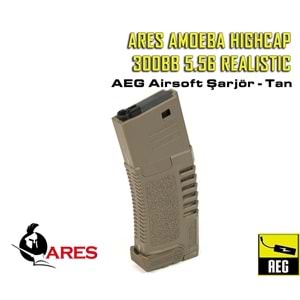ARES AMOEBA HIGHCAP 300BB 5.56 REALISTIC AEG MAGAZINE ŞARJÖR - TAN