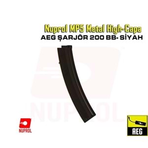 Nuprol MP5 Metal 200BB High-Capa Airsoft AEG Şarjör - Siyah
