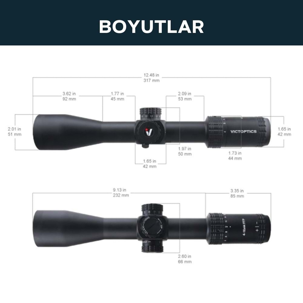 Victoptics S4 4-16X44 FFP Tüfek Dürbünü OPFF-01