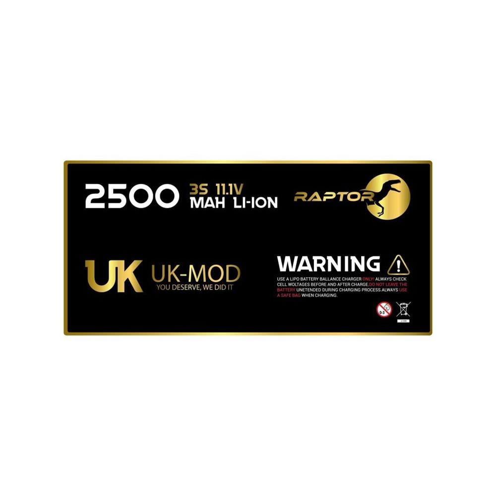 Li-ION Pil Airsoft Raptor 2500 Mah UK-Mod