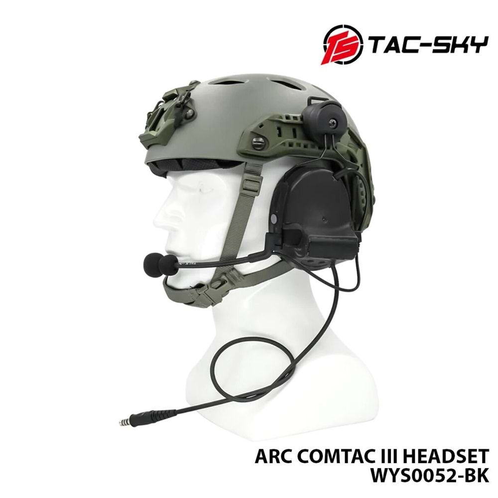 Telsiz Kulaklığı-Kask Tipi-SİYAH TAC-SKY ARC COMTAC III WYS0052-BK