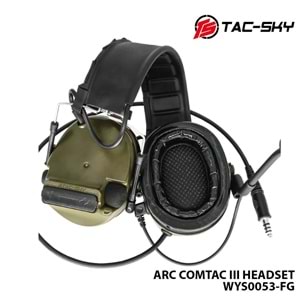 Telsiz Kulaklığı-Baş Tipi-HAKİ-TAC-SKY ARC COMTAC III WYS0053-FG
