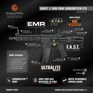 Airsoft Tüfek Evolution Ghost S EMR PDW Carbontech ETS *EC37AR-ETS*