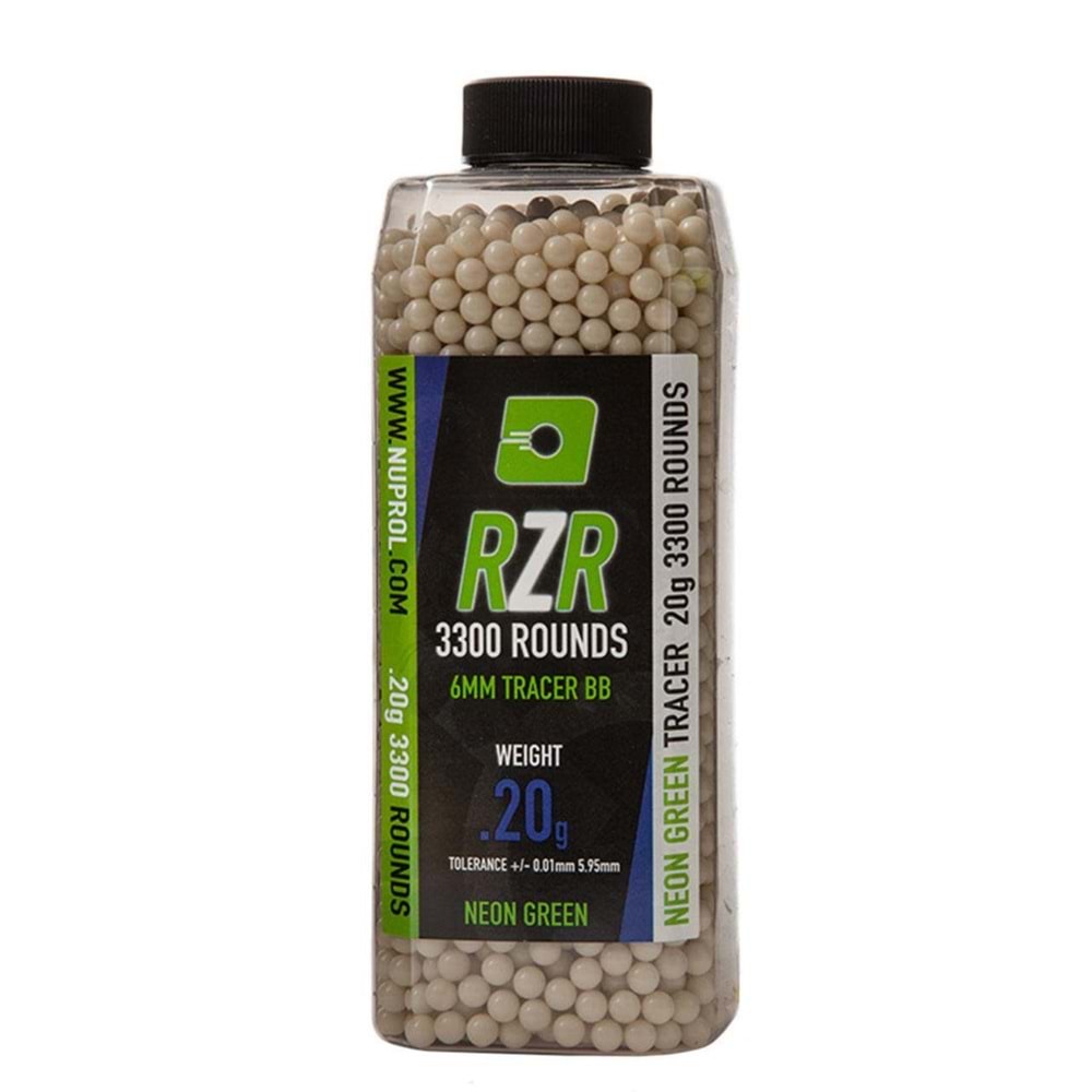 Nuprol RZR 0.20G Green Tracer AirSoft BB 3300 Adet