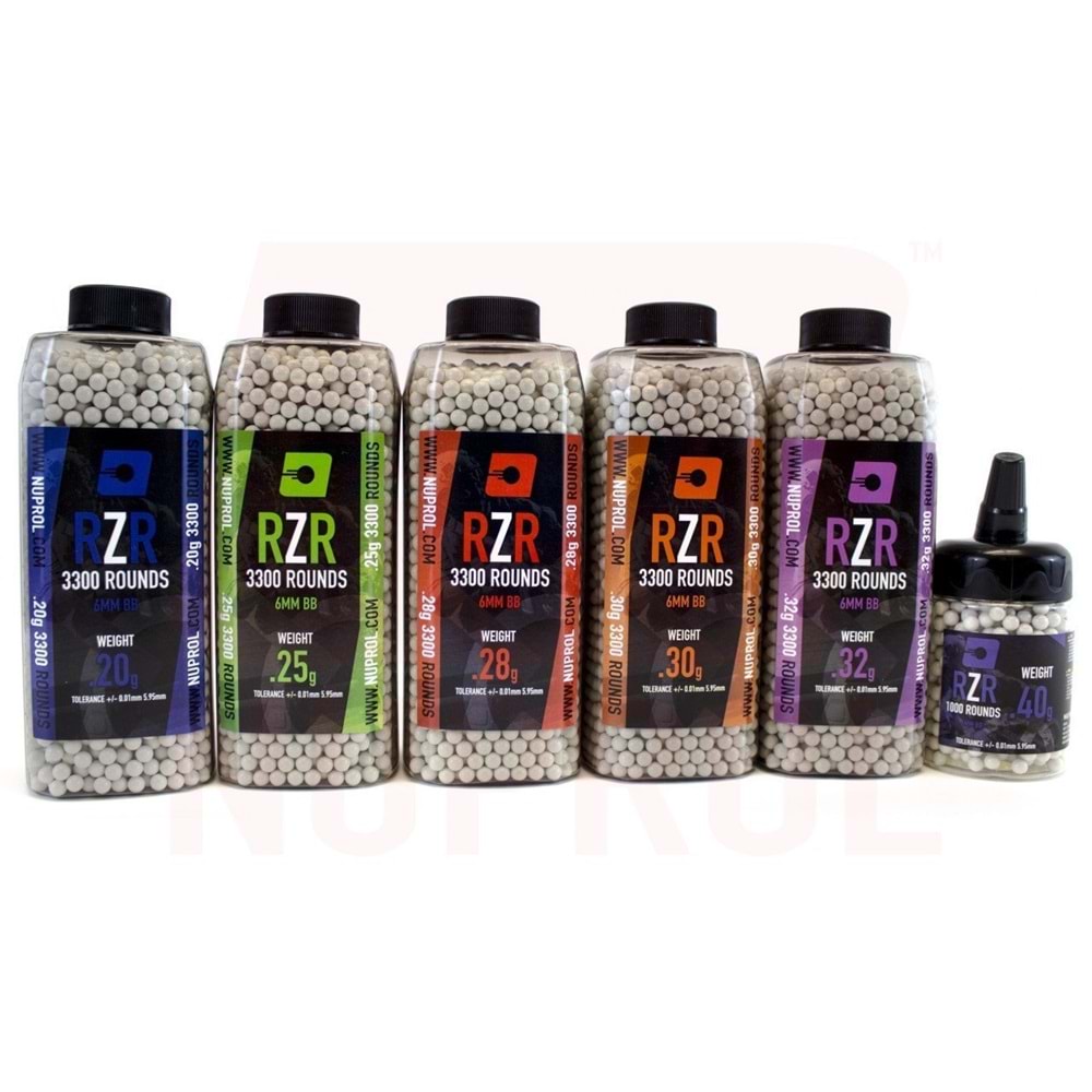 Nuprol RZR 0.25G (0,25g) Red Tracer AirSoft BB 3300 Adet